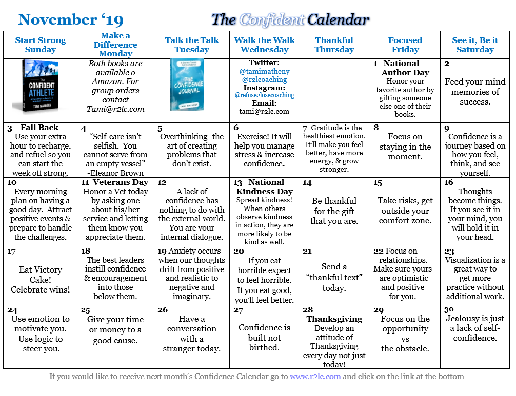 November's Confidence Calendar - Tami Matheny