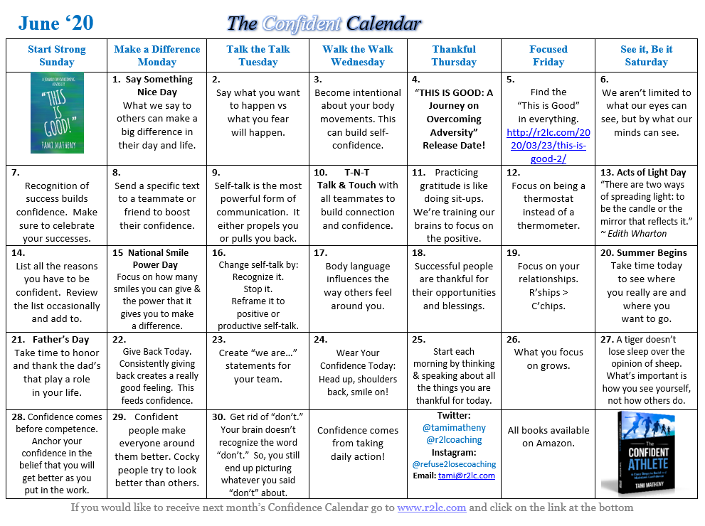 June's Confidence Calendar - Tami Matheny